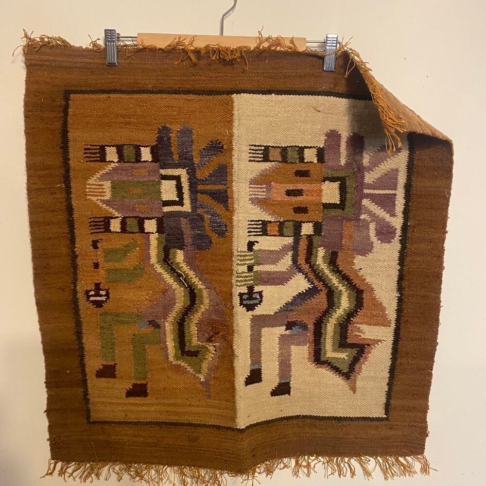 Vintage handwoven wool tapestry